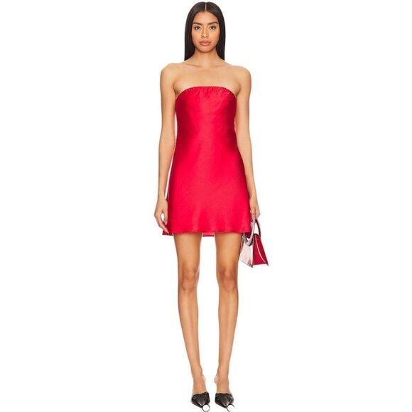Show Me Your MuMu Dresses & Skirts - Show Me Your Mumu Taylor Tube Mini Dress in Red Luxe Satin Size S